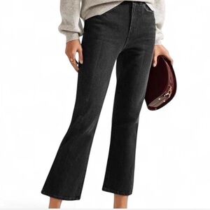 Khaite Benny Straight Leg Jeans Black Crop Ankle
